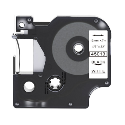Ruban adhésif compatible Dymo 45013, noir sur blanc, 12 mm