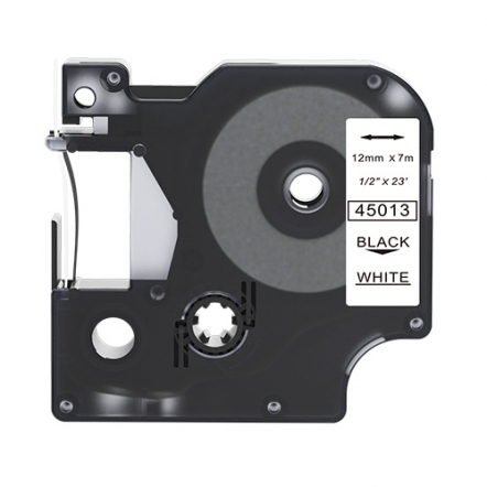 Ruban adhésif compatible Dymo 45013, noir sur blanc, 12 mm