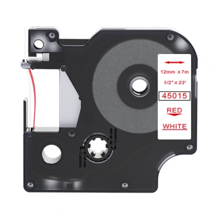 Ruban adhésif compatible Dymo 45015, rouge sur blanc, 12 mm