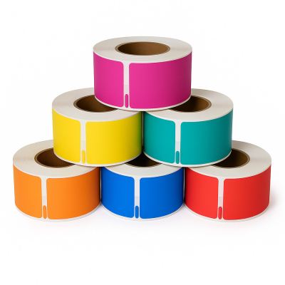 Étiquettes compatibles Dymo 99010, assortiment arc-en-ciel, 28 x 89 mm, 6 paquets de 130 étiquettes