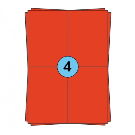 Étiquettes en planches A4 104 x 148 mm, rouges, 400 étiquettes