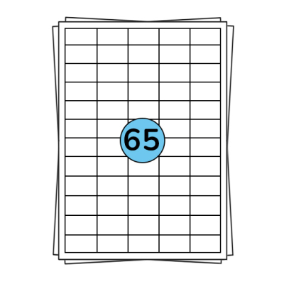 Étiquettes en planches A4 38 x 21 mm, 6 500 étiquettes