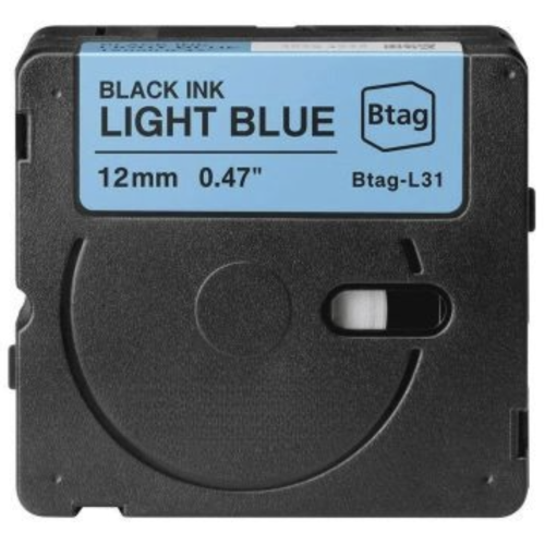 Ruban d'étiquetage compatible Brother Btag-L31 noir sur bleu clair 12mm