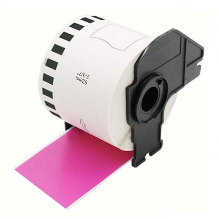 Étiquettes roses compatibles Brother DK-22205, 62 mm x 30,48 m