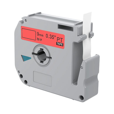 Ruban à lettres compatible Brother M-K421, noir sur rouge, 9 mm