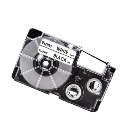 Ruban d'étiquettes compatible Casio XR-9WE, noir sur blanc, 9 mm